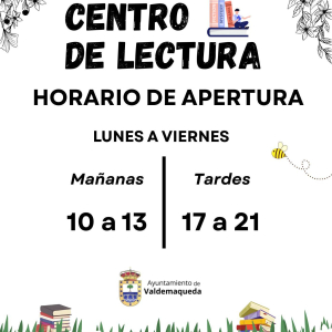 Horario del Centro de lectura a partir del 12 de mayo 2025
